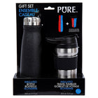 PURE Drinkware - Ensemble de verre, gourde et gobelet à café, noir-Volume: la bouteille peut contenir jusqu'à 500 ml (17 oz) / le gobelet peut contenir jusqu'à 355 ml (12 oz) de n'importe quelle boisson
