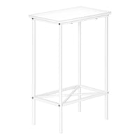 Monarch Specialties - 2079 Table D'Appoint - 24 po H/Blanc/Metal Blanc-Table d'appoint rectangulaire a 2 niveaux avec un dessus de table au fini blanc et une tablette de rangement ouverte en metal au fini noir avec un motif decoratif