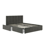 Lit rembourré Rose avec espace de rangement, velours gris-1