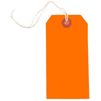 JAM Paper Étiquettes pour cadeaux avec ficelle, moyennes, 4 3/4 x 2 3/8 po, orange néon, 100/paquet-Étiquettes avec ficelle pour cadeaux