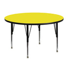 Flash Furniture – Table d’activités ronde, 48 po, dessus stratifié haute pression 1,25 po, pattes préscolaires réglables, jaune-Stratifié jaune