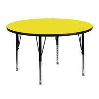 Flash Furniture – Table d’activités ronde, 48 po, dessus stratifié haute pression 1,25 po, pattes préscolaires réglables, jaune-Stratifié jaune