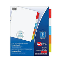 Avery® – Intercalaires très larges Big Tab™insérables pour jet d'encre et laser,  9  x 11 po - 5 onglets - paq./1 - multicolore-Intercalaire insérable