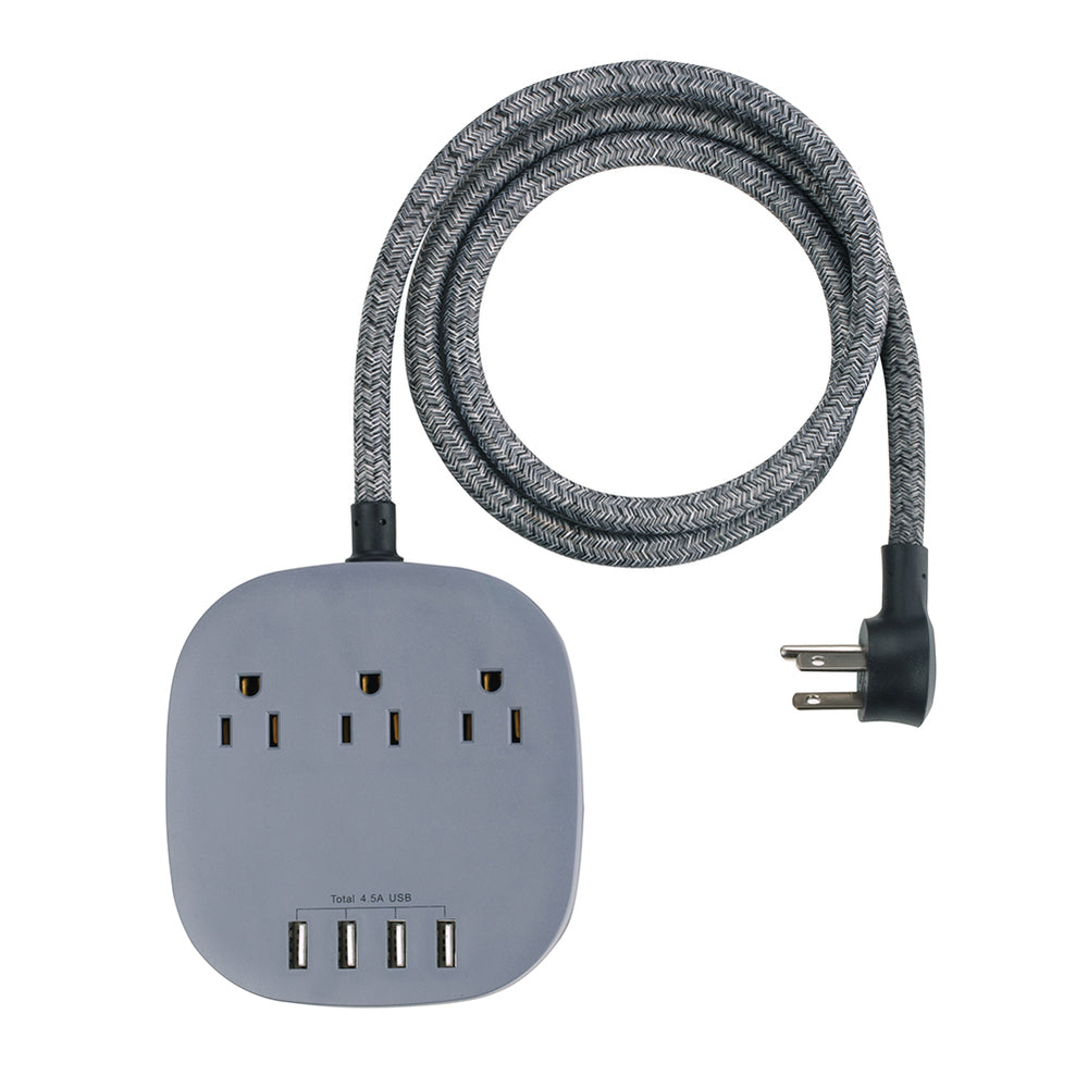 Basic Tech Rallonge électrique multiprise - 4 ports USB and 3