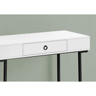 Monarch Specialties - 7385 Bureau 42 po - Blanc/Metal Noir-1 grand tiroir central avec une poignée en forme d'anneau en métal noir