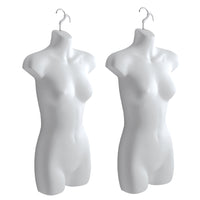 Eddie's - Formes féminines suspendues 3/4 de torse - PVC - Blanc - Paquet de 2 (155726-2)-Formes de torse 3/4 suspendues pour femmes