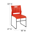 Flash Furniture - Chaise empilable avec base luge de série Hercule, capacité de 881 lb, avec dossier ventilé, orange (RUT2OR)-Renfort transversal avant