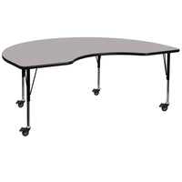 Flash Furniture – Table mobile haricot, surface de 48 x 96 po, hauteur ajustable préscolaire, gris (XUA4896KIDGYTPC)-Gris/fini chromé, placage en stratifié, acier