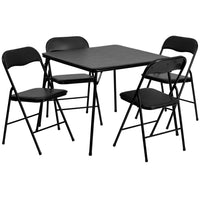 Flash Furniture - Ensemble de table à carte et de chaises pliantes noires de 5 pièces-Ensemble de table multi-usages
