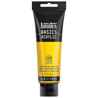 Liquitex Basics – Peinture acrylique 1046161, ton jaune cadmium moyen, tube de 118 ml-Formulée avec des pigments de qualité artistique sur lesquels l'artiste peut compter
