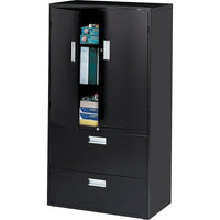 ProSource - Armoire Multi-Stor, noire-Grande armoire à usages multiples à deux portes avec charnières 