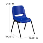 Flash Furniture – Chaise coquille empilable et ergonomique Hercules, cadre noir et siège de 14 pouces, bleu marine-Rails de double soutien