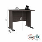 Bush Business Furniture - Petit bureau d'ordinateur 36 po l Studio A - gris orage-La surface de 36 po du bureau comprend un passe-fils integre pour garder les fils et les câbles en ordre