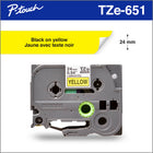 Brother TZe651 Ruban laminé jaune avec texte noir authentique pour étiqueteuses P-touch, 24 mm de largeur x 8 m de longueur-Pour une variété d’applications d’étiquetage au quotidien