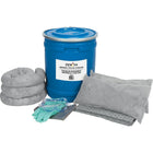 Zenith Safety - Trousses antidéversements 10 gallons, tout-usage, avec baril bleu-Contenu : 10 tampons absorbants (15 x 17 po), 3 remblais tubulaires absorbants (3 x 48 po), 2 coussins absorbants (8 x 18 po), 1 paire de gants en nitrile, TTG (11), 1 paire de lunettes de sécurité (taille unique), 1 sac à déchets (26 x 36 po)
