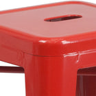 Flash Furniture – Tabouret de comptoir en acier de 24 po à siège carré et sans dossier, int/ext, rouge (CH3132024RED)-S'empile de 4 à 8 de haut
