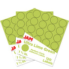 JAM Paper Sceaux autocollants ronds, 1 1/2 po, vert lime, 360/paquet-Taille : 1,66 po