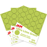 JAM Paper Sceaux autocollants ronds, 1 1/2 po, vert lime, 360/paquet-Taille : 1,66 po