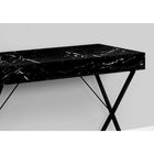 Monarch Specialties - 7793 Bureau 42 po - Marbre Noir/Metal Noir-Ce bureau en faux marbre noir dispose d'une base de métal noir au design contemporain en forme de X qui assure solidité