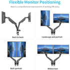 ShoppingAll - Support de montage pour deux moniteurs avec 2 bras pivotants - noir-Ce support de bureau entièrement réglable peut être fixé à l'aide d'une pince en C ou d'un passe-fil sur n'importe quelle surface de travail.