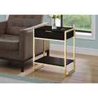 Monarch Specialties - 3486 Table D'Appoint - 24 po H/Espresso/Metal Or-Un large tiroir avec une poignée simple et discrète en fini doré