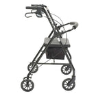 Drive Medical - Rollator avec dossier et siège rembourré, noir-Le dossier rembourré, articulé, amovible peut être rabattu vers le haut ou le bas