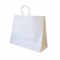 Wamaco – Sacs de magasinage recyclés 100 %, poignée torsadée, blanc, 16 x 6 x 13 po, bte 100, (14-5703W)-Blanc 100% recyclé, emballage pour tous les produits de détail, utilisez des autocollants avec logo de l'entreprise ou un tampon encreur pour la publicité.