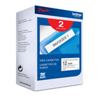Brother MK2312PK Ruban non laminé blanc avec texte noir authentique pour étiqueteuses P-touch, 12 mm L x 8 m  L - Ensemble de 2-Parfait pour les applications quotidiennes d’étiquetage à la maison, au bureau à domicile, à l’école ou pour les loisirs.