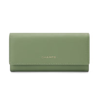 Champs - Portefeuille extensible trifold RFID - Vert-Faux cuir, vert