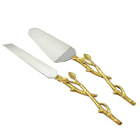 Elegance – Ensemble de service à gâteau style vigne dorée-Ensemble avec manches en vigne dorée