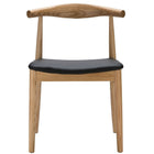 Nicer Furniture - chaise de salle à manger coudée style Wegner - naturel-Structure en bois de frêne massif (en noyer ou finition naturelle) avec coussin d'assise PU en mousse haute densité