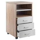Winsome - Classeur de rangement mobile 18532 Kenner, 3 tiroirs, 2 tablettes, fini bois vieilli/blanc-Dimensions totales (po) : 15,75 lar. x 18,3 prof. x 29,25 haut.