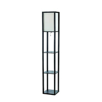 Simple Designs – Lampe de sol incandescente étagère, noir (LF1014-BLK)-Lampe de sol avec 3 tablettes pour rangement/exposition