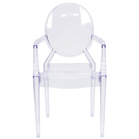 Flash Furniture – Chaise Ghost avec accoudoirs, fini cristal transparent -Chaise d'appoint de style classique