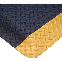 Wearwell – Tapis SMART Diamond-Plate 1 po, nº 497, 2 pi x 75 pi, noir/jaune-Surface Diamond-Plate avec une base éponge composite avec uréthanne 100 % recyclé