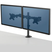 Fellowes Bras doubles écrans Reflex-Configurez vos moniteurs facilement avec des plaques VESA détachables; capacité de 2 moniteurs jusqu’à 27 po et 17.6 lb.