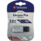 Verbatim - Clé Flash Store N Go Secure Pro USB 3.0 de 32 Go avec cryptage matériel AES 256, argenté-Toutes les fonctions de sécurité sont compatibles avec Windows et Mac OS