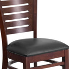 Flash Furniture – Chaise de restaurant en bois, dossier à barreaux, fini noyer, siège en vinyle noir (XUDGW018WALBKV)-Siège rembourré en vinyle noir