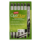 Staples - Stylos à bille roulante OptiFlow à pointe aiguille, 0,5 mm, noirs, paq./12-L'encre lisse permet une écriture très facile