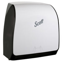Scott - Distributrice manuelle d’essuie-mains Slimroll - pour essuie-mains Scott Slimroll avec mandrin orange - 12,65 po x 13,02 po x 7,18 po - Blanche-Comprend 1 distributrice manuelle d’essuie-mains Scott Slimroll