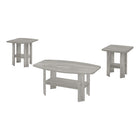 Monarch Specialties - 7870P Ens De Tables - 3Pcs/Gris Industriel-L'ensemble de 3 pieces inclut 1 table basse et 2 tables de bout avec un espace de surface optimal ainsi que des tablettes inferieures pour un rangement supplementaire.