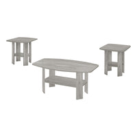 Monarch Specialties - 7870P Ens De Tables - 3Pcs/Gris Industriel-L'ensemble de 3 pieces inclut 1 table basse et 2 tables de bout avec un espace de surface optimal ainsi que des tablettes inferieures pour un rangement supplementaire.