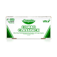 Crayola - Ensemble de 256 marqueurs lavables à trait large et gros crayons de cire - Format de classe-Comprend 128 marqueurs lavables Ultra-Clean à trait large et 128 gros crayon de cire