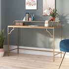 Sauder - La Collection International Lux Bureau - Finition Sindoori Mango-Finition Sindoori Mango, Bois d'ingenierie, Metal, Verre