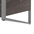 Bestar Aquarius Bureau avec un caisson - Gris Écorce et Blanc-Base en acier avec patins niveleur