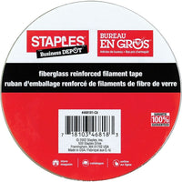 Staples - ruban filamenteux, 18 mm x 55 m-Ruban d’emballage transparent
