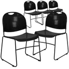 Flash Furniture - Chaise ultra-compacte empilable noire de la série HERCULES avec cadre enduit de poudre noire-Capacité de poids de 880 lb