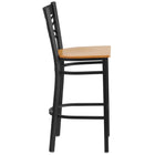 Flash Furniture - Tabouret de bar de la série HERCULES en métal noir et dossier en ''X'' -  Siège en bois naturel-Siège en bois fini naturel