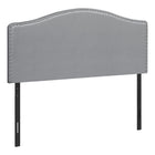 Monarch Specialties - 6011Q Lit Queen Tete De Lit Simili - Cuir Gris-Tête de lit arquée rembourré en similicuir gris avec bordure de tête de clou au fini chromé