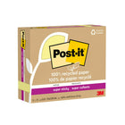 Post-it - Feuillets super collants entièrement faits de papier recyclé - 3 po x 5 po - jaune canari - Paquet de 12 -Les Feuillets super collants Post-it offrent deux fois l’adhérence des Feuillets Post-it classiques